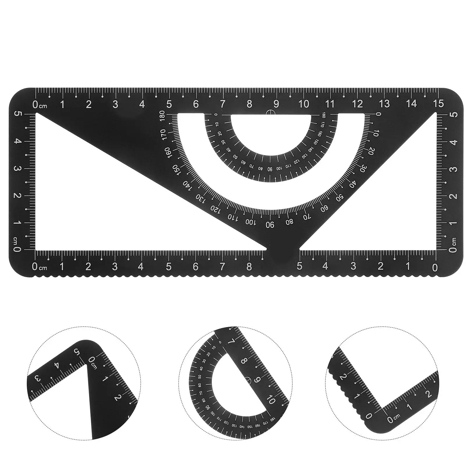 Aluminum Alloy Triangle Ruler Set Drawing Measurement Tools Straightedge Protractor Geometry Set Clear Non Fade Scale School