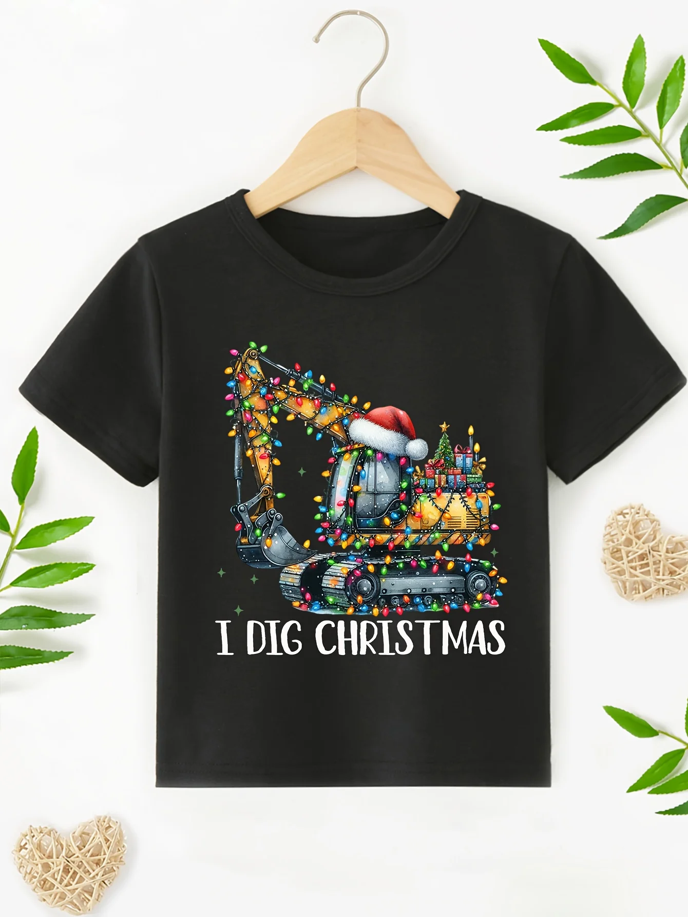 Christmas WML Children's I DIG CHRISTMAS Christmas Excavator Printed Handsome Holiday Party Parent Child T-shirt