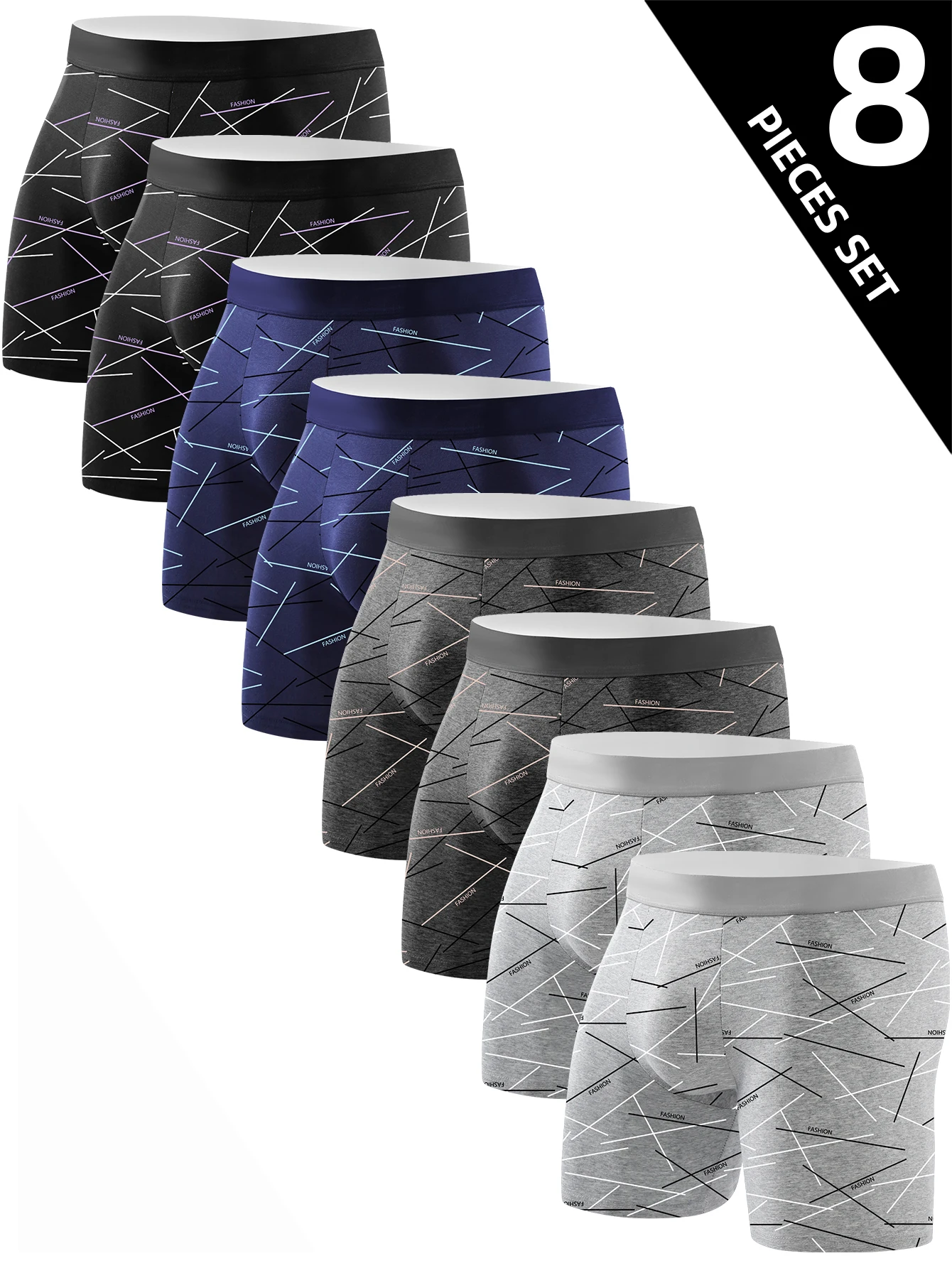 

8 Pieces Men's Underwear Breathable Comfortable Healthy Men's Long Boxer Briefs Personality Fashion Classic Explosive Men's Pant