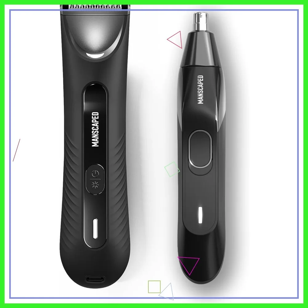 

Waterproof Men's Body & Groin Hair Trimmer, Nose & Ear Hair Trimmer, SkinSafe Blades