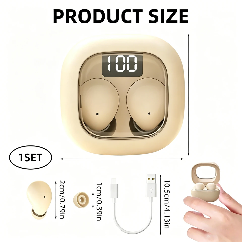 イヤホン hide TRUE WIRELESS STEREO EARPHONES Super Mini Earphones Hidden Bluetooth Earbuds HIFI Stereo Noise