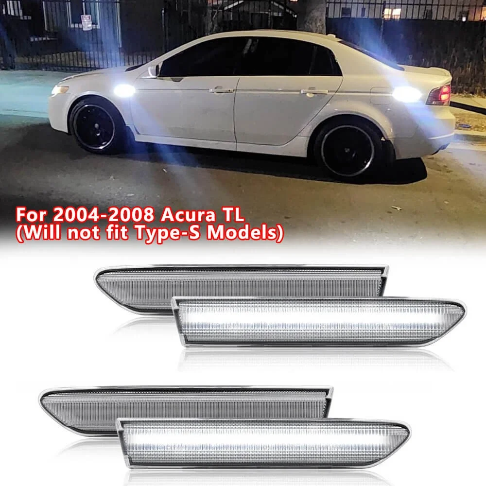 

Автомобильные фонари для крыльев Acura TL 2004-2008, аксессуары для авто, прозрачные линзы, передние и задние светодиодные боковые габаритные огни