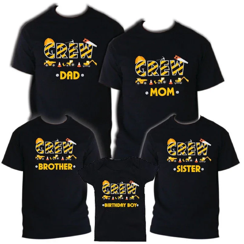 

Construction Crew Birthday Matching T-shirts Family Party Dad Mom and Kids Shirt Family Matching Tee Shirt Gift