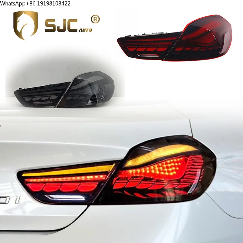 SJC Auto for BMW 6-Series F06 F12 Taillight Assembly 10-17 Modified LED Dragon Scale Running Light Turn Signals Light Rear Light