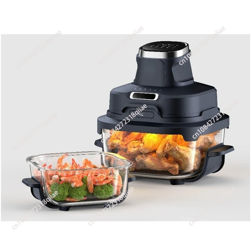 for Crispy Smart Temperature Controlled Fully Automatic Electric Air Fryer Modern Square Design and Double Glass Container