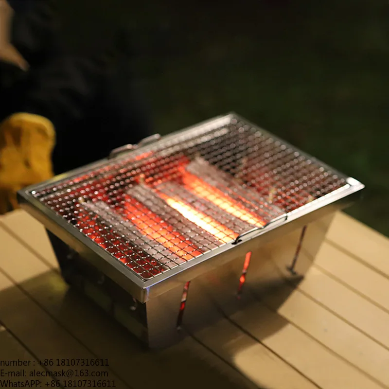 

304 stainless steel outdoor camping barbecue grill portable all-in-one