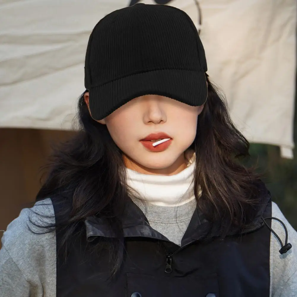 Unisex Peaked Cap Long Brim Solid Color Adjustable Anti slip Sun Striped Ponytail Hole Lightweight Breathable Lady Me