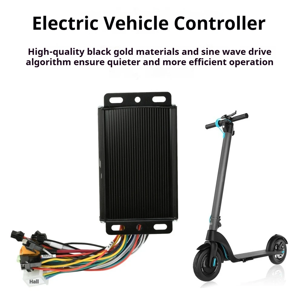 Sine Wave DC Electric Motor Controller DC36V/DC48V 350W-500W Brushless Motor Controller Electric Bike 20A Black Aluminum Alloy