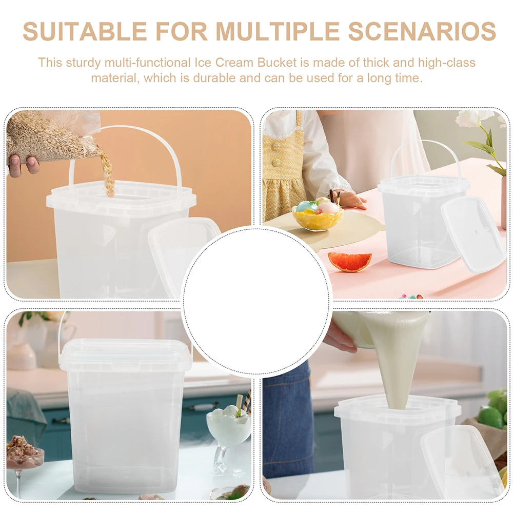 

10pcs Clear Square Ice Cube Buckets Nonstick Interior Leak Prevention Containers For Ice Cream Jam Yogurt