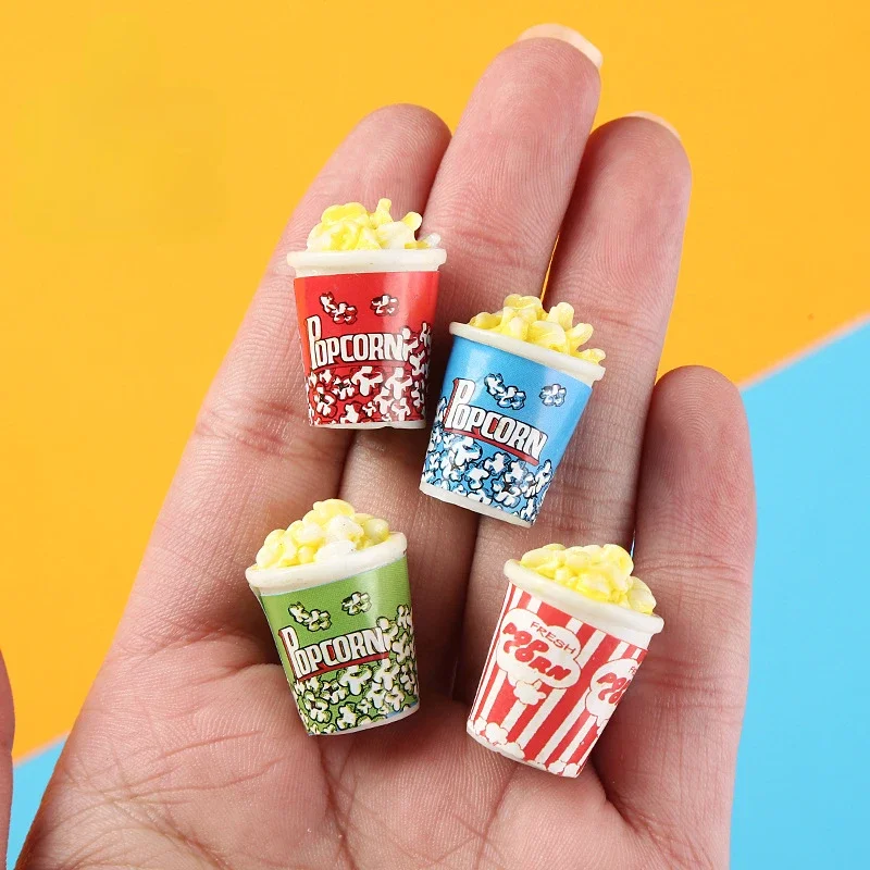 10pcs 3d Mini Kawaii Resin Popcorn Statue Miniature Figures Dollhouse Desk Accessories Figurines Decorative Sculpture Item Thing