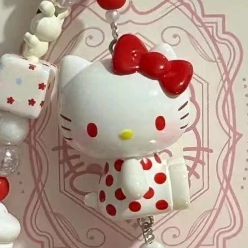 2025 Nowy Różowy Wisiorek Uroczy Kreskówkowy Kot KT Z Koralikami Ozdoba na Telefon Komórkowy Mała i Wykwintna Dekoracja Zawieszka do Torby