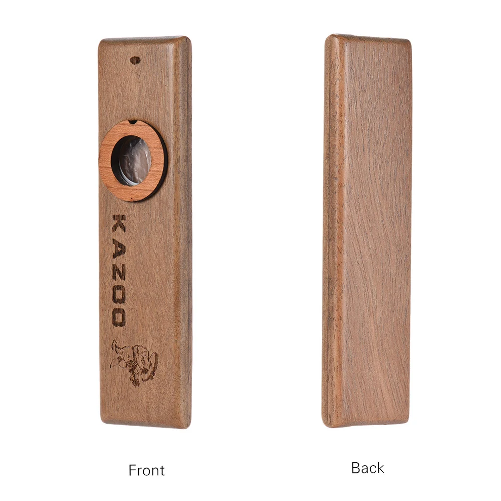 Wooden Kazoo Musical Instrument Ukulele Guitar Partner Wood Harmonica with Metal Box for Music Lover