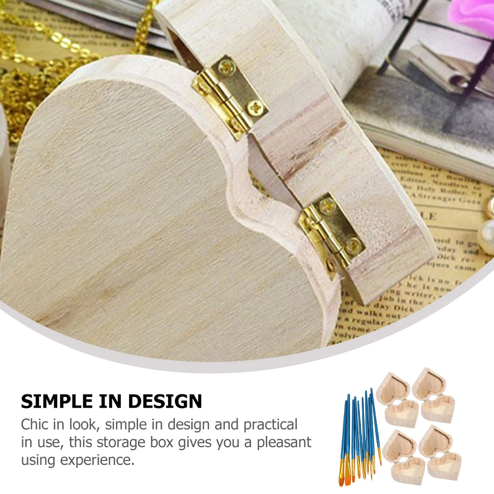 

Heart Craft of 5 Unpainted Craft Storage Small Wooden Storage Boxes Wooden Boxes DIY Jewelry Container Blue Pens