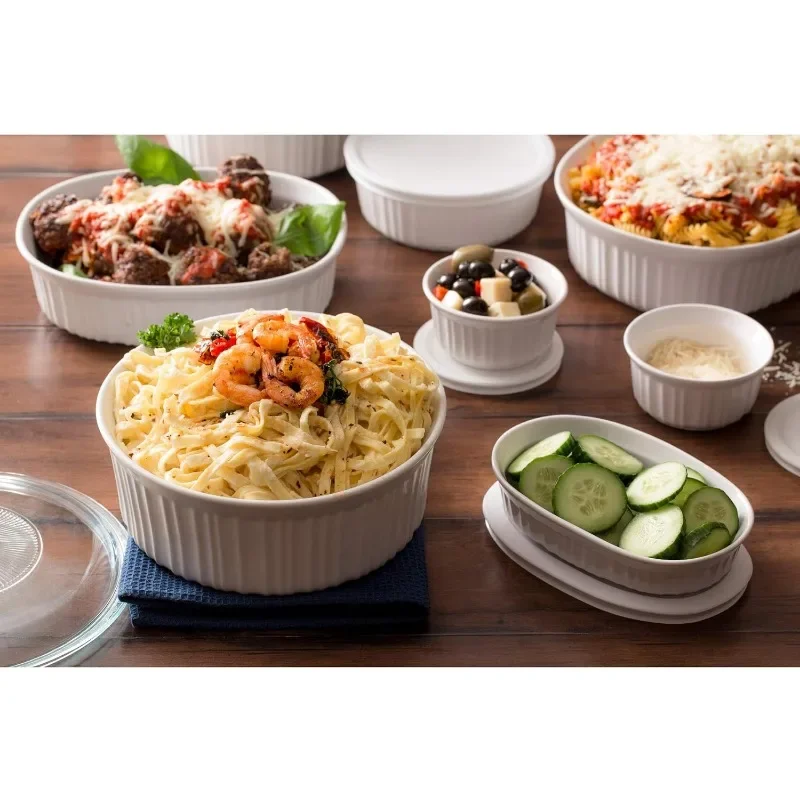 Ceramic Bakeware Set with Lids, Chip and Crack Resistant Stoneware Baking Dish, Microwave, Dishwasher, Oven, Freezer