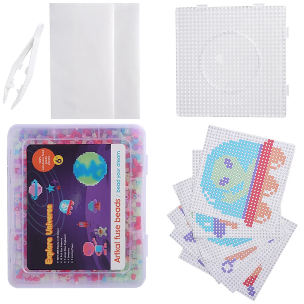 1Set Glow in The Dark Bead Art Kit voor kinderen 5Mm Zekering Kralen Crafting Set met Pegboards Patronen Smelten Ijzeren Kralen Kinderen