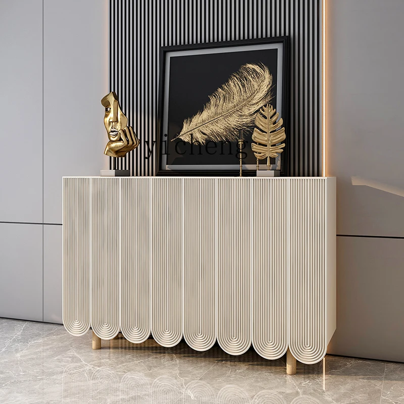 YFY  light luxury solid wood simple white shoe cabinet line porch cabinet facing the door home decoration cabinet