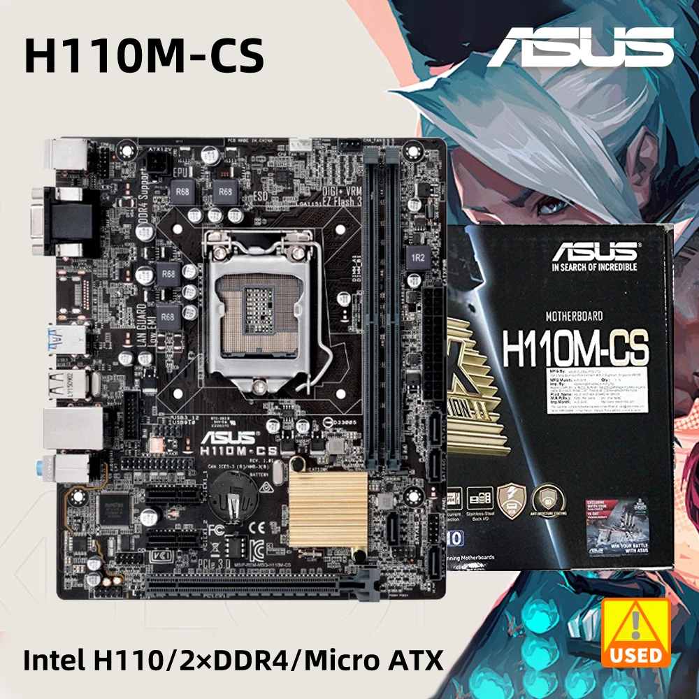 

ASUS H110M-CS With BOX Motherboard LGA 1151 Socket Supports Core i7 6700 7700 Intel H110 Chipset 2x DIMM Max 32GB DDR4 Micro ATX