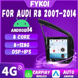 Car Radio For Audi R8 2007-2014 CarPlay Android Auto Automotive multimedia Tesla Style Bluetooth 4G GPS WIFI Stereo Navigation