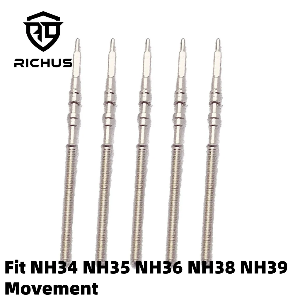 RICHUS Watch Stem NH34 NH35 NH36 NH38 NH39 Watch Stainless Steel Stem Kit Movement Fit Steel Crown  Watch Parts Crown Stem