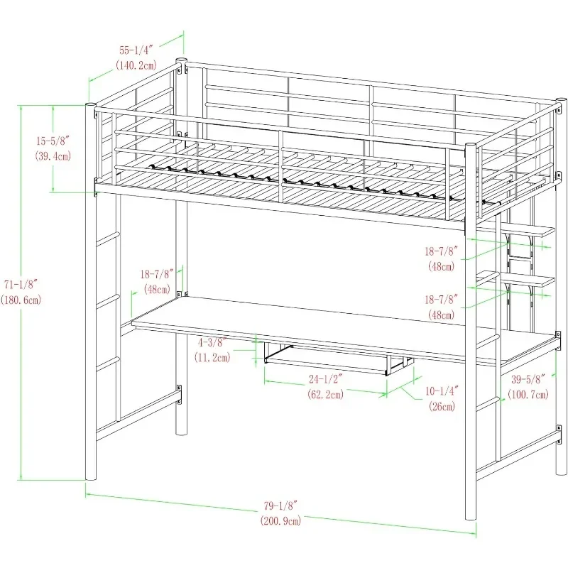 Litera doble para escritorio de ordenador, cama doble completa para dormitorio, muebles de dormitorio fáciles de montar