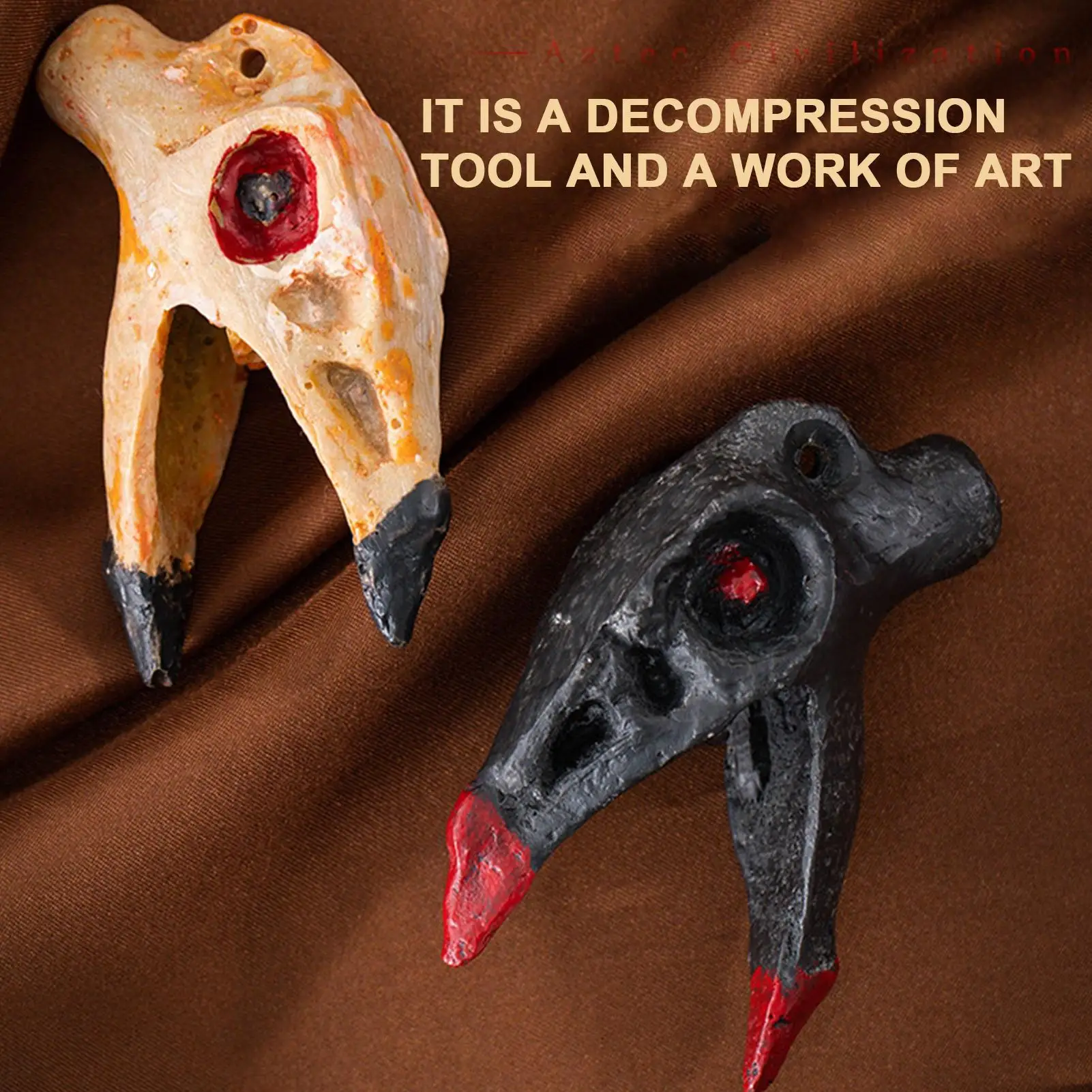 Sifflet de mort aztèque pour adultes, jouet de farces sonore pour refroidissement des os, ornement effrayant Unique pour les fêtes de vacances et les accessoires de sac d'école