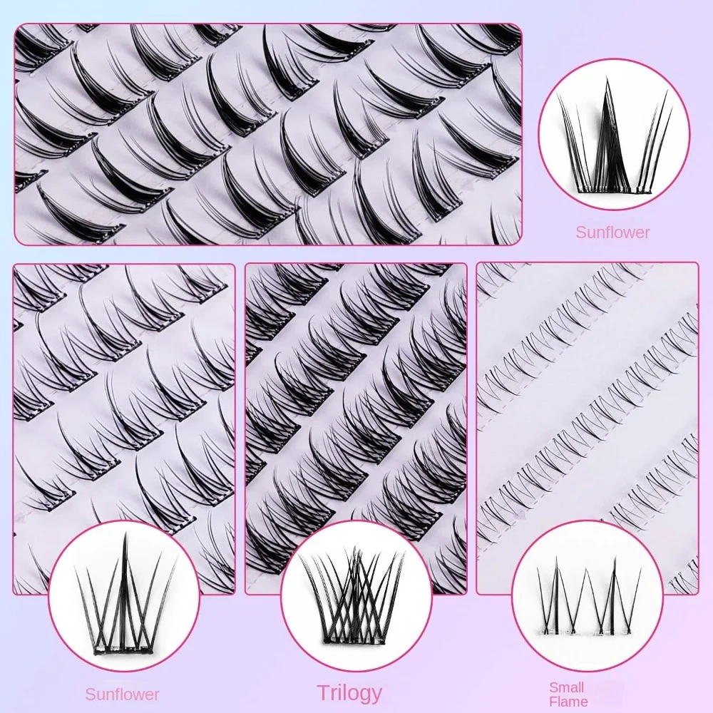 Fluffy Glue Free Cluster Eyelashes DIY Lashes Extension Self-adhesive False Eyelashes Makeup Long Lasting