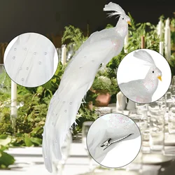 1pc Ornament Artificial Simulation Foam Bird Peacock White Collectible Keepsake For Your Mom Pearl Claw Feather Mini Love Birds