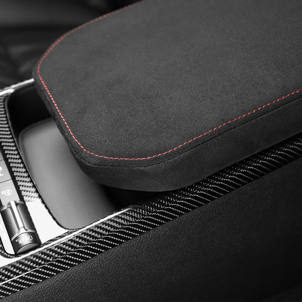 Passende Auto-Mittelkonsolen-Armlehnenbox Schwarze Velours-Schutzhülle für Kia Stinger 2018-2023 Innenraum-Zubehör LHD RHD – Detail 5