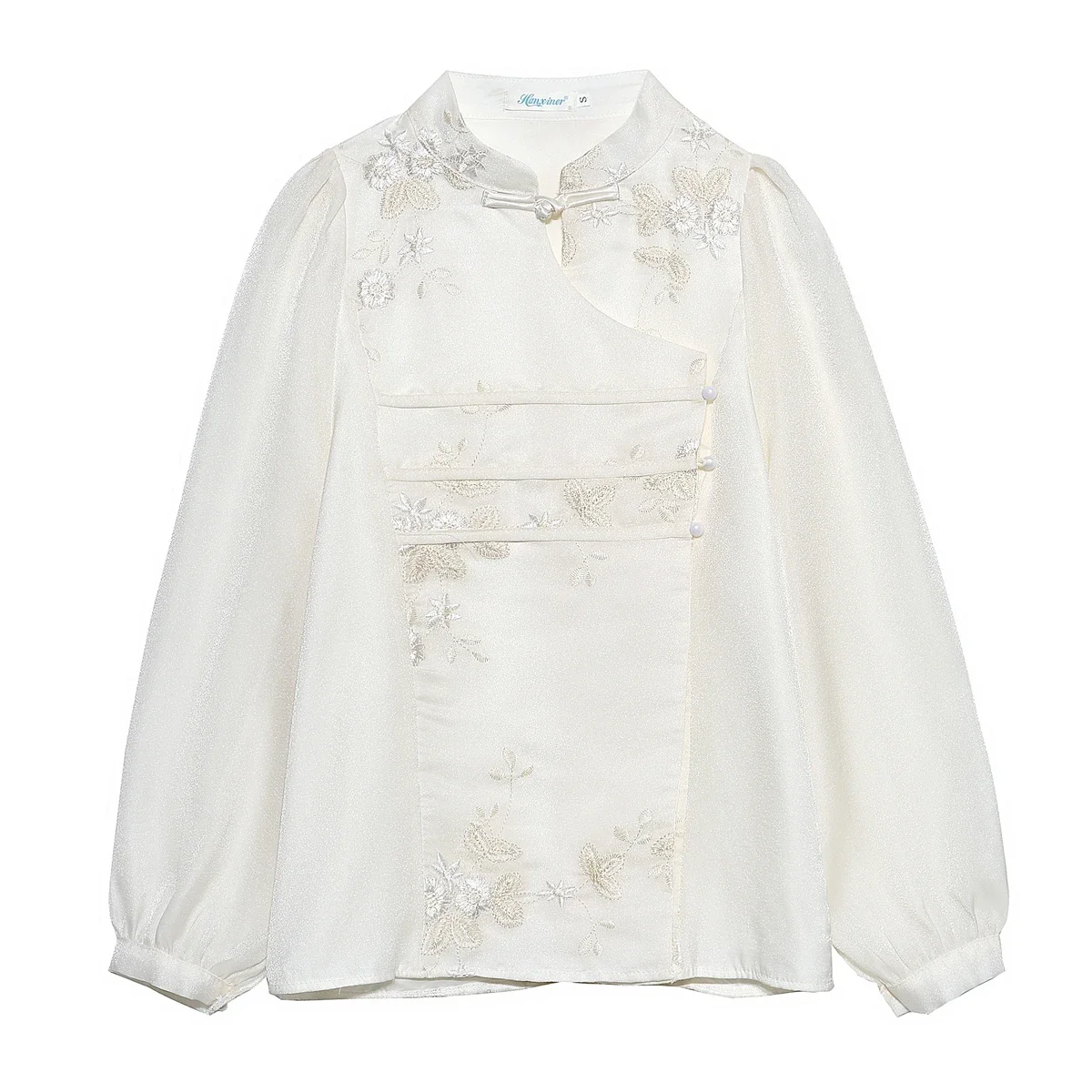 Femmes chemise Blouse nouveau Style chinois à manches longues col montant broderie chemise Blouse haut pour femme Blouses Blusas Para Mujer Q596