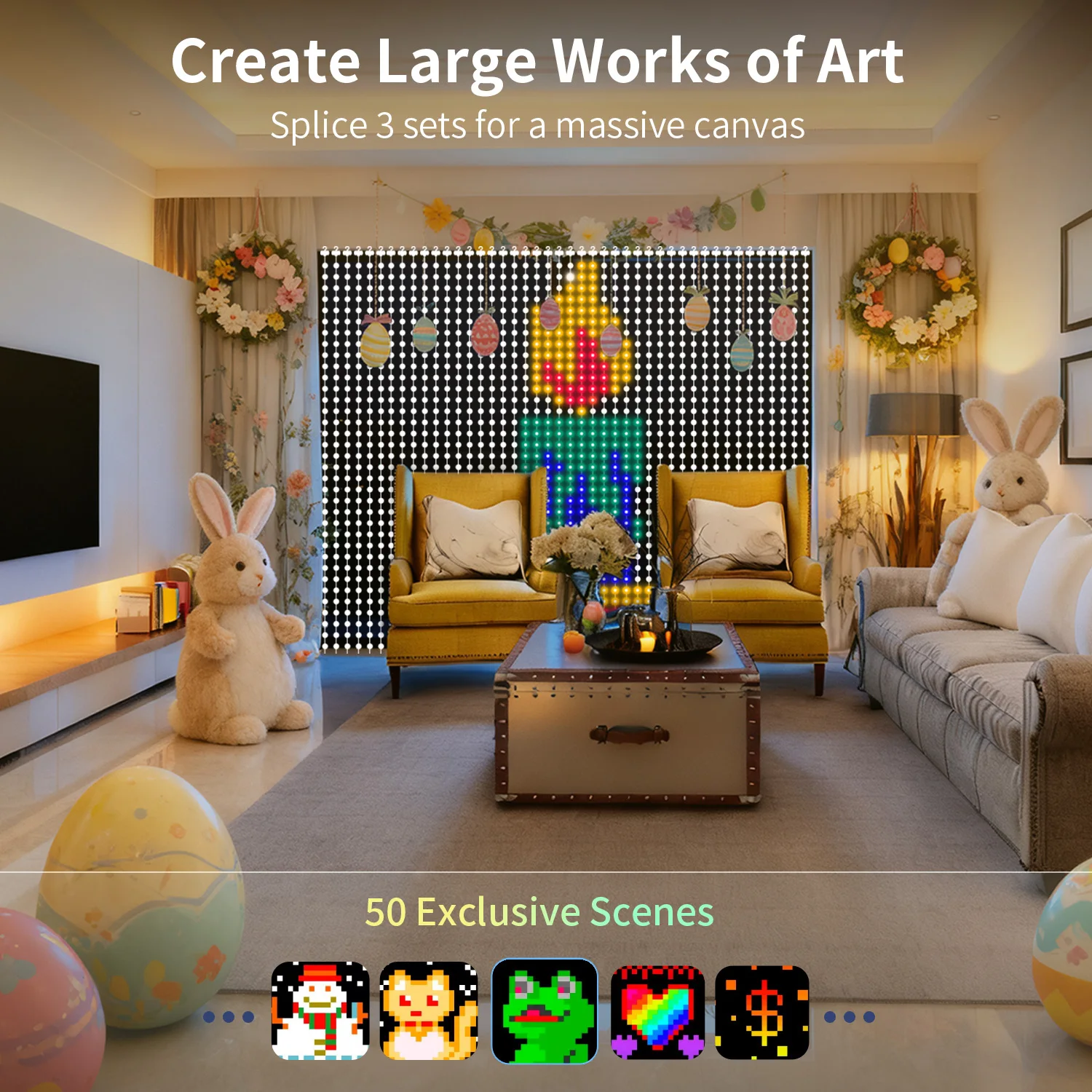 Intelligent LED Curtain Lights,400LED,RGB Fairy Lights, Music Synchronized,Unique Gift,Suitable for Holiday Decor.