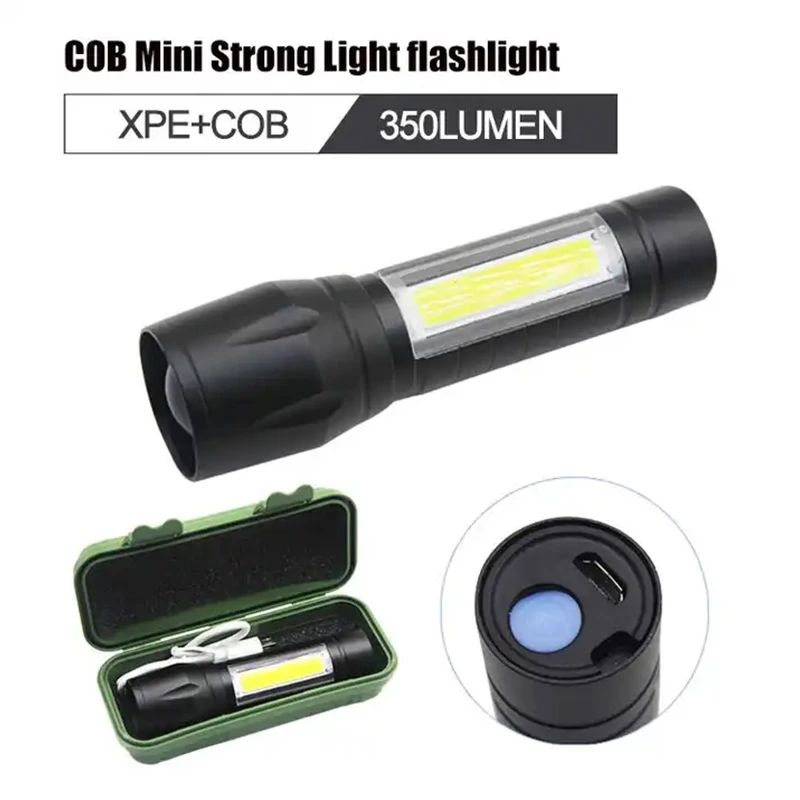 

Portable Mini Waterproof Camping Lantern Torch USB Charging Led Mini Pen Holder Cob LED Strong Light Tactical Flashlight