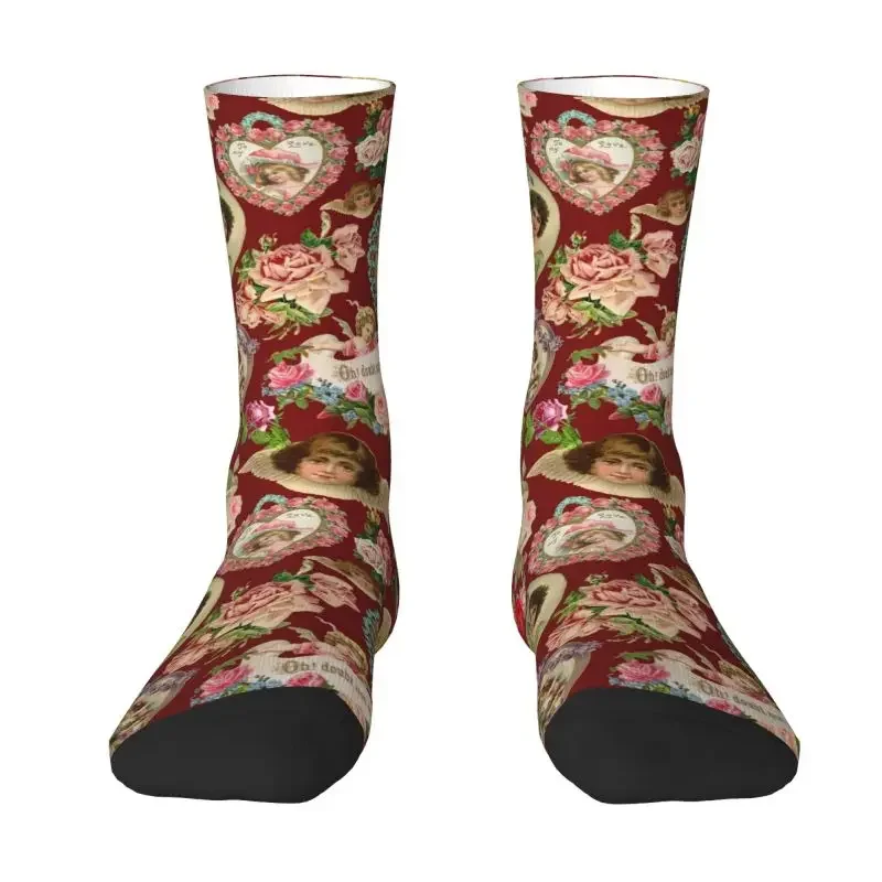 Kawaii Print Victorian Baroque Valentine Pattern Socks for Women Men Stretch Summer Autumn Winter Crew Socks