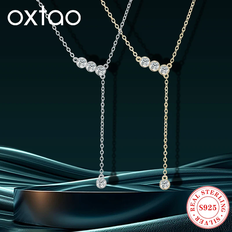 

OXTAO женское модное Y-образное ожерелье цвета D, сверкающее муассанит, лабораторное ожерелье с бриллиантами, настоящее серебро S925, рождественские украшения