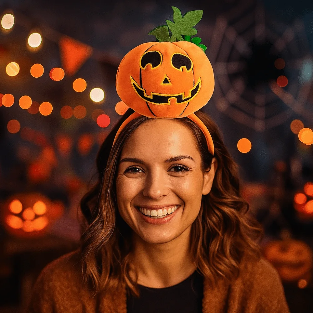 

Headdress Pumpkin Halloween Headband Bat Skeleton Halloween Hair Hoop Plush Ghost Catoon Hairband Girls/Children