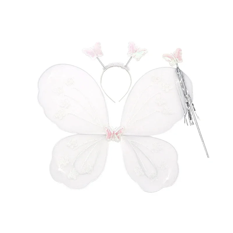 White Tooth Fairy Costume for Girls Christmas Halloween Dresses Kids Angel Elf Princess Ballet Tutus Outfit with Butterfly Wings