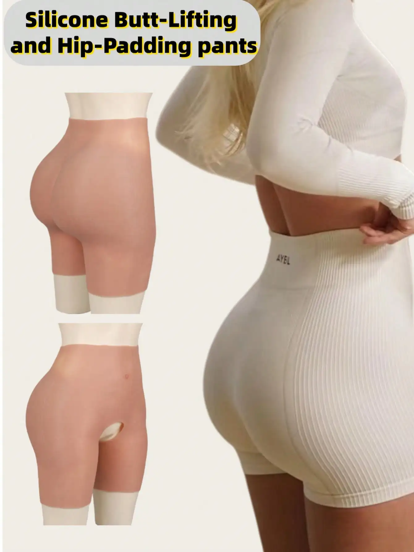 

Silicone Crossdresser Open Crotch Pants enhance Hip and buttock With Realistic Skin Texture For Crossdresser Cosplay Transgender