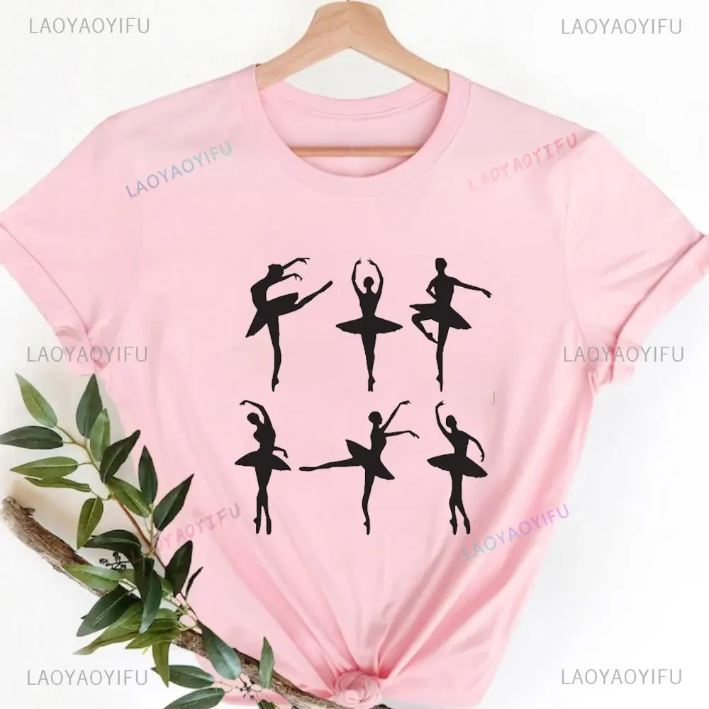 2024 Ballet Dancer Printed High Quality T-Shirt Women Shirt Aesthetic Graphic Tops Ladies Tee Casual Woman Clothes Fashion Tees