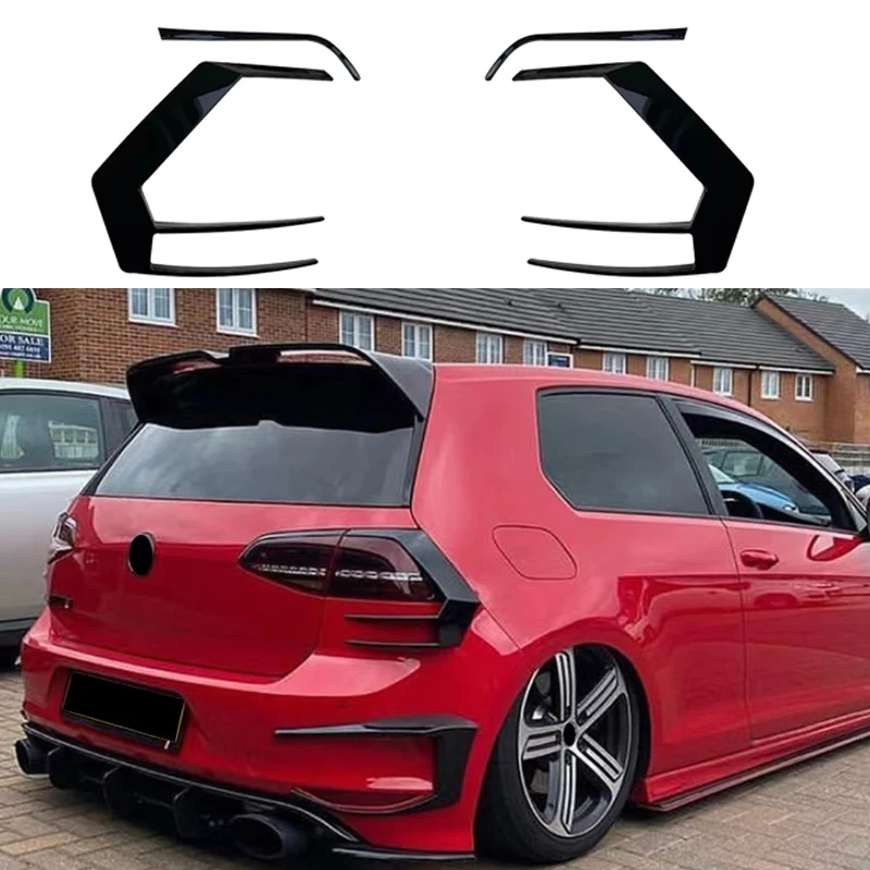 Car Rear Bumper Splitter For VW Volkswagen 2013-2016 Golf Mk 7 7R GTI GTD Glossy Black Tail Light Cover Air Vent Trim Sticker