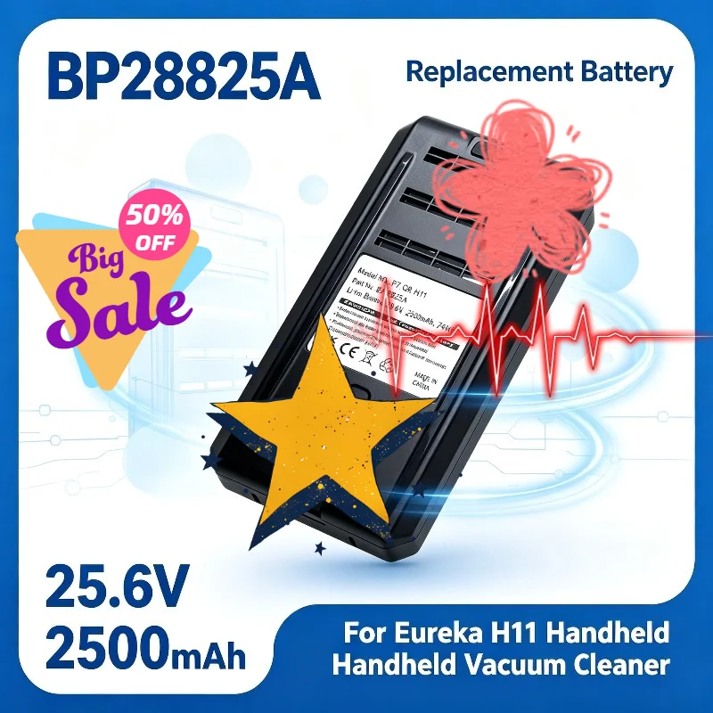 High Capacity BP28825A Cordless Vacuum Cleaner Battery 25.6V 2500mAh  Replacement Battery For Eureka H11 Handheld Vacuum Cleaner