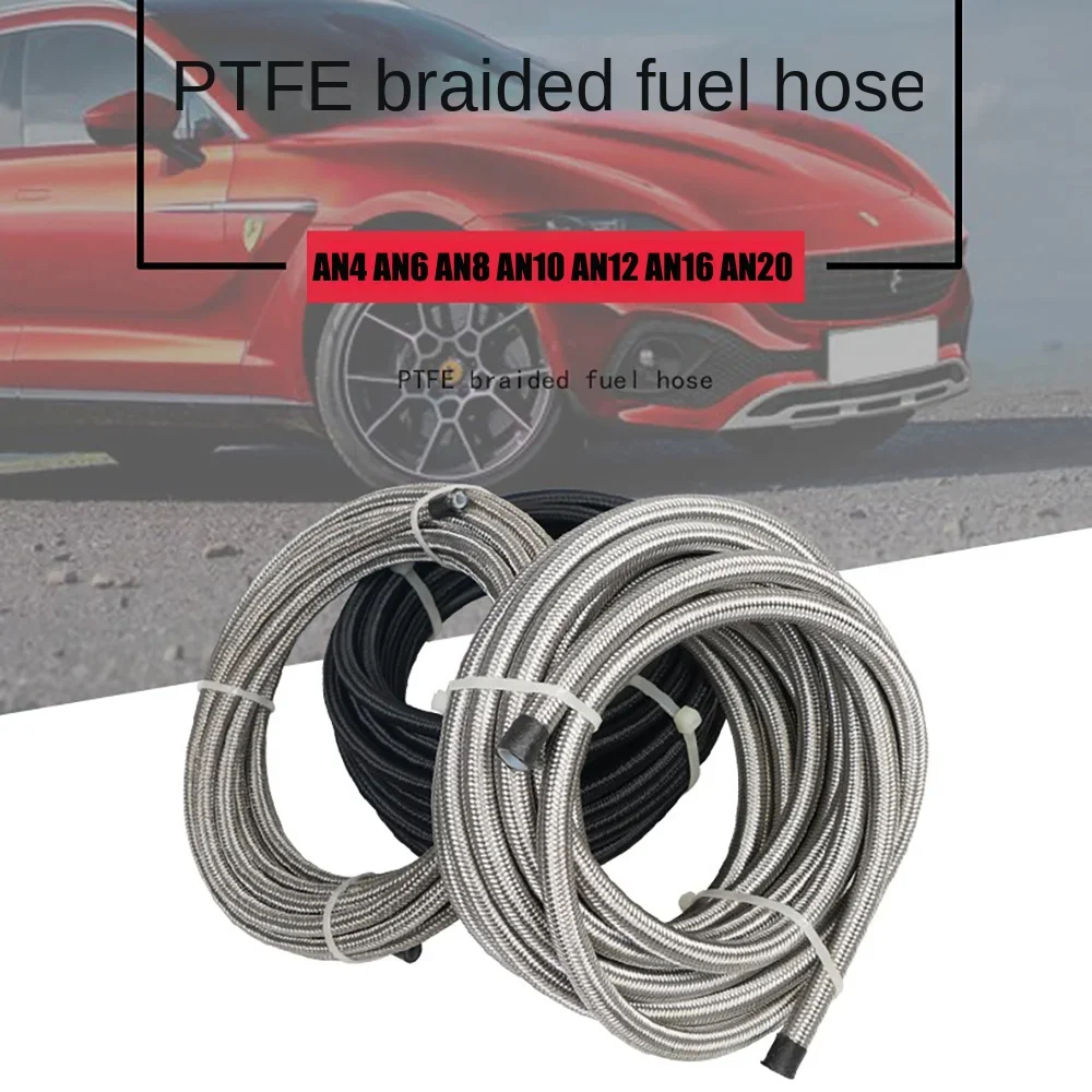 

AN4 AN6 AN8 AN10 AN12 AN16 AN20 Universal Fuel Hose Oil Gas Cooler Line Pipe Tube Inside PTFE Nylon Stainless Steel Braided Hose