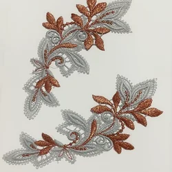 2Pcs/Lot 5*10cm White Grey Hollow Shiny Gradient Sewing Flower Motif Venise Lace Applique for Garment Embroidery Lace Patches