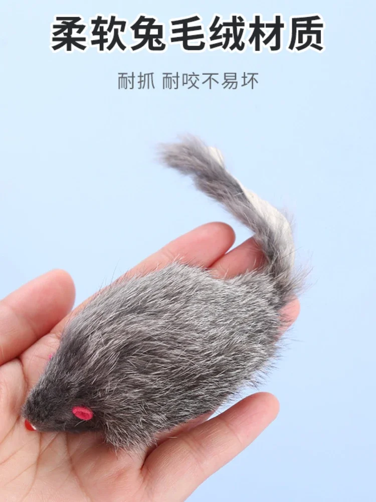 고양이 장난감 대형 토끼 털 마우스, 애완 동물 봉제 마우스, 놀리는 고양이 장난감, 소리 나는 마우스, 어린이 장난감, 18cm
