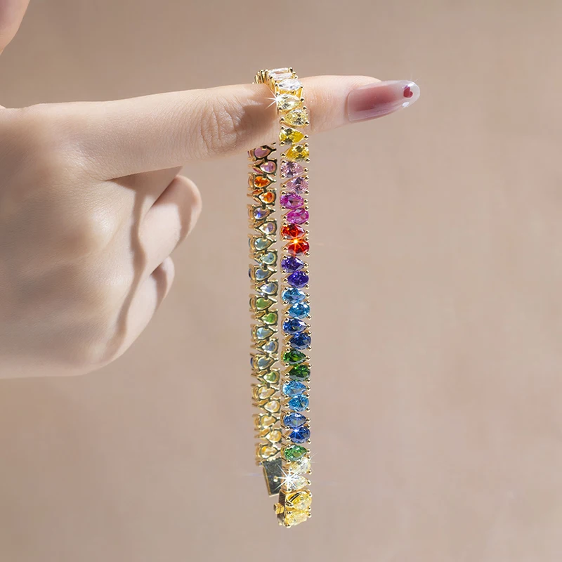 Multicolored CZ Bracelet in 18K Gold Plated