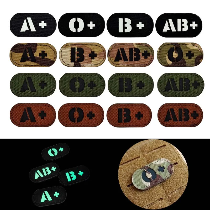 2 Stück IR-Reflektierende Patches Taktische Applikation Blutgruppe A B AB O Positiv Negativ Militäraufkleber Moralabzeichen für Rucksäcke – Detail 3