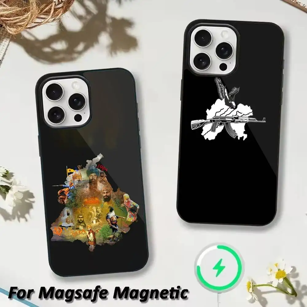 

ART Punjab Map Phone Case For iPhone 17 16 15 14 13 12 Pro Max Plus for Magsafe Mirror Wireless Magnetic Cover