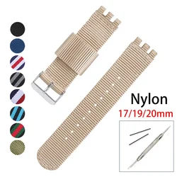 17mm 19mm 20mm Nylon Watch Strap for Swatch Military Canvas Watchband Men Women Replacement Wristband Soft Sports Bracelet