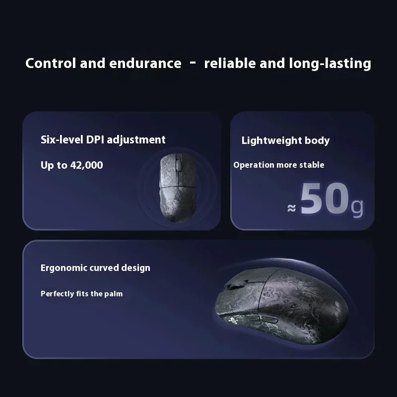 

IPI QI Composite Carbon Fiber 8K Wireless Large-Hand Mouse PAW3950 30000 DPI Nordic 52840 500mAh Battery 1K Wired Gaming Mouse
