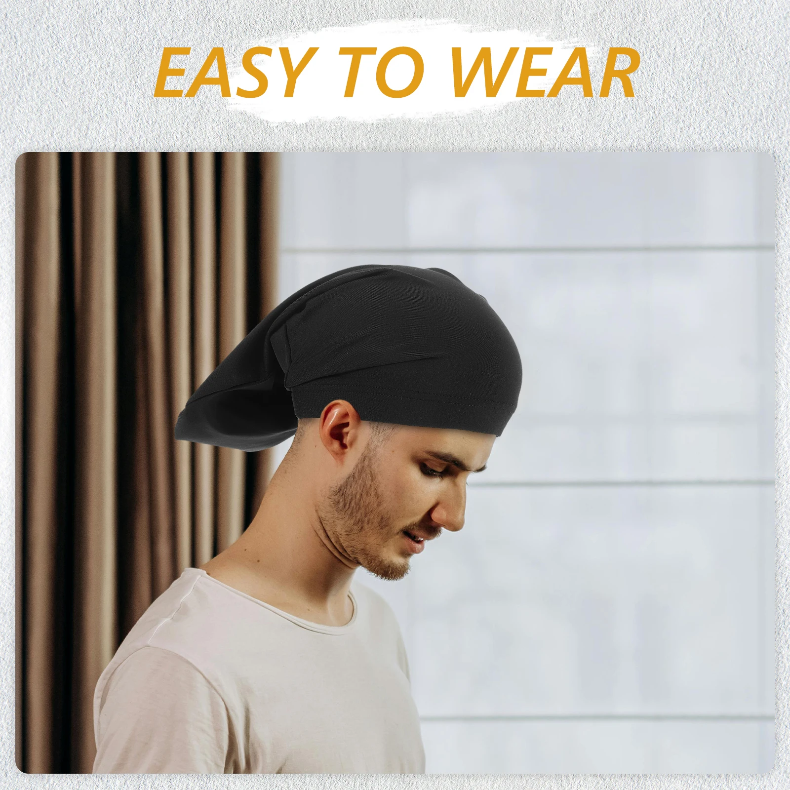 

Fashionable Long Tail Dreadlock Bonnet Men Hip-Hop Hair Turban Soft Breathable Multi-Use Headscarf For Hair Care Travel Sports