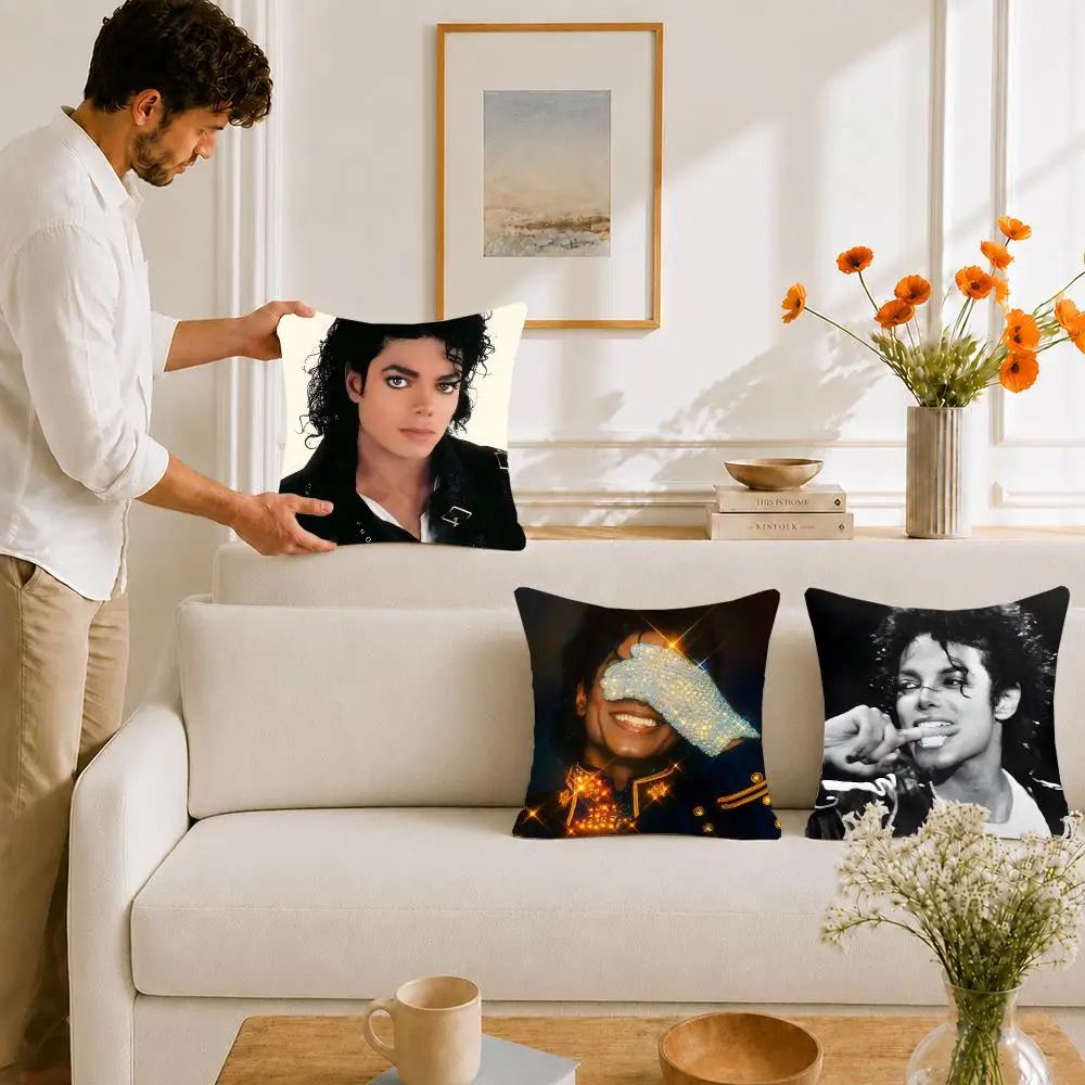 music artist Michael Jackson Cushion Cover Portable floor cushion for travel Yoga Minimalist text 2way tricot
