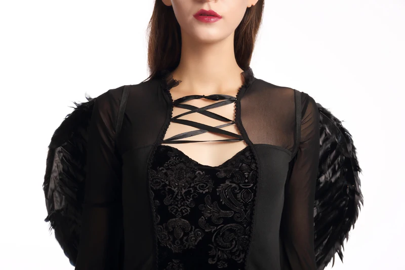 ชุดคอสเพลย์ปีกนางฟ้าสีดำสุดเซ็กซี่ ชุดแฟนซีปีศาจนางฟ้าสำหรับฮาโลวีน ไซส์พลัส ชุดเดรสคอสเพลย์นางฟ้าสีดำสำหรับผู้หญิง ชุดการแสดงแนวชาติพันธุ์